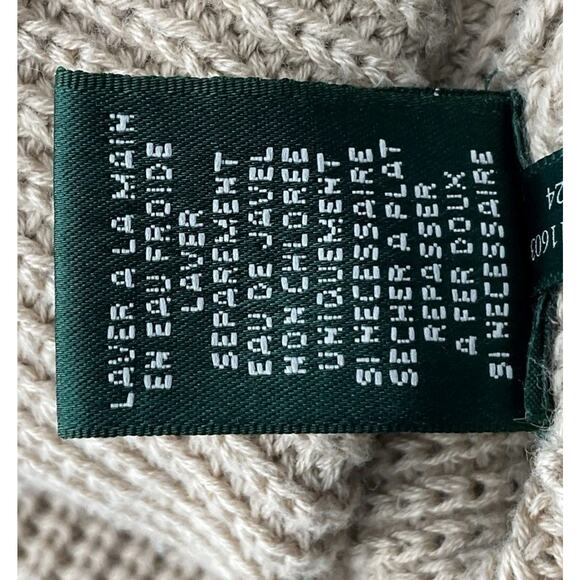 RALPH LAUREN Two Tone Jumper Sweater Fisherman Rib Logo Badge Retro Size S Brown - Picture 8 of 13